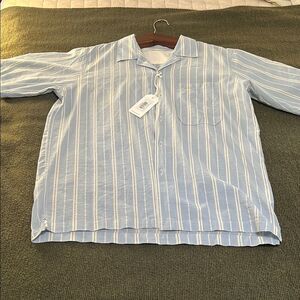 Universal Thread Blue and White Striped Polo Shirt (Mens Large)